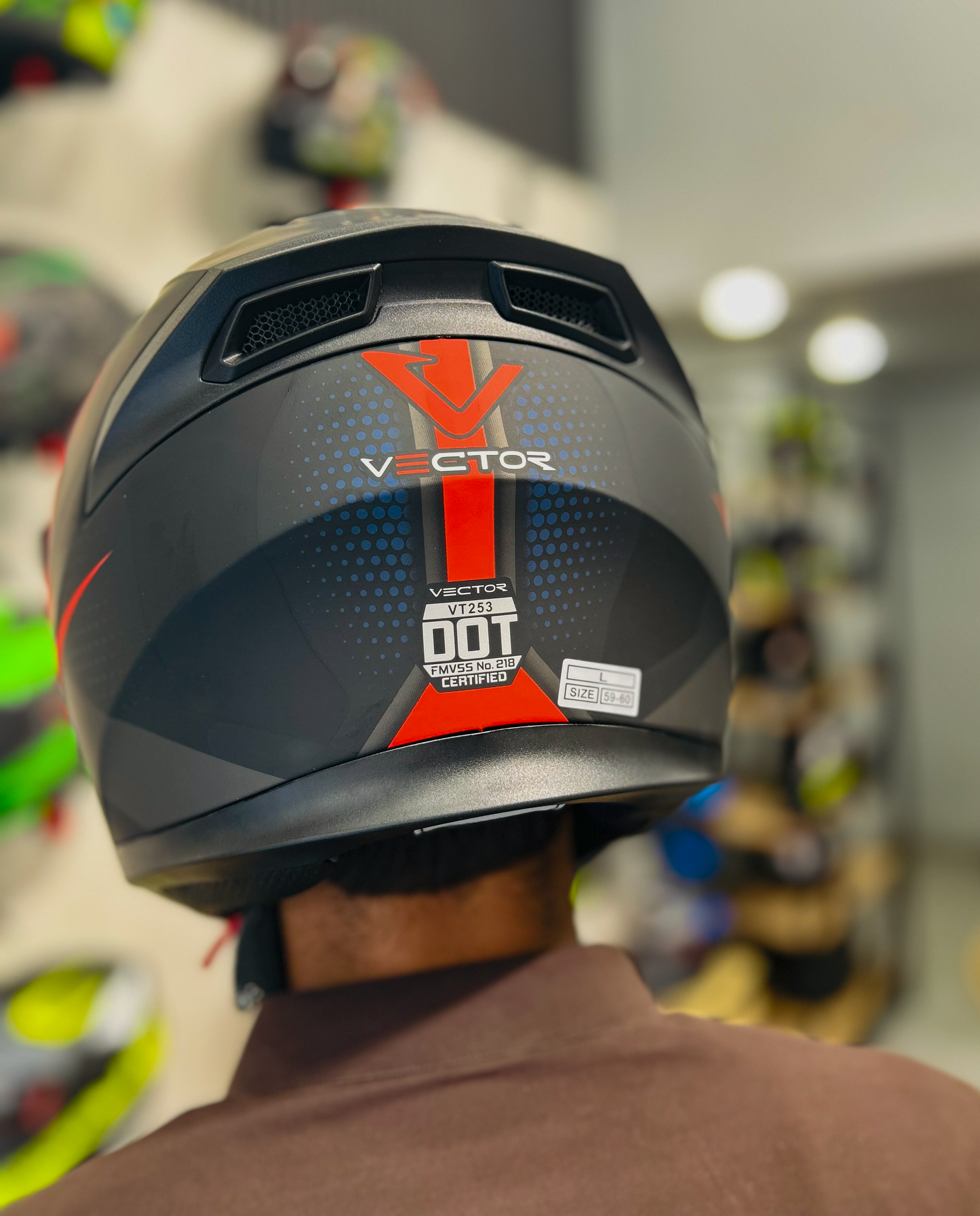 VECTOR 253 HYPER RED DOT APPROVED HELMET