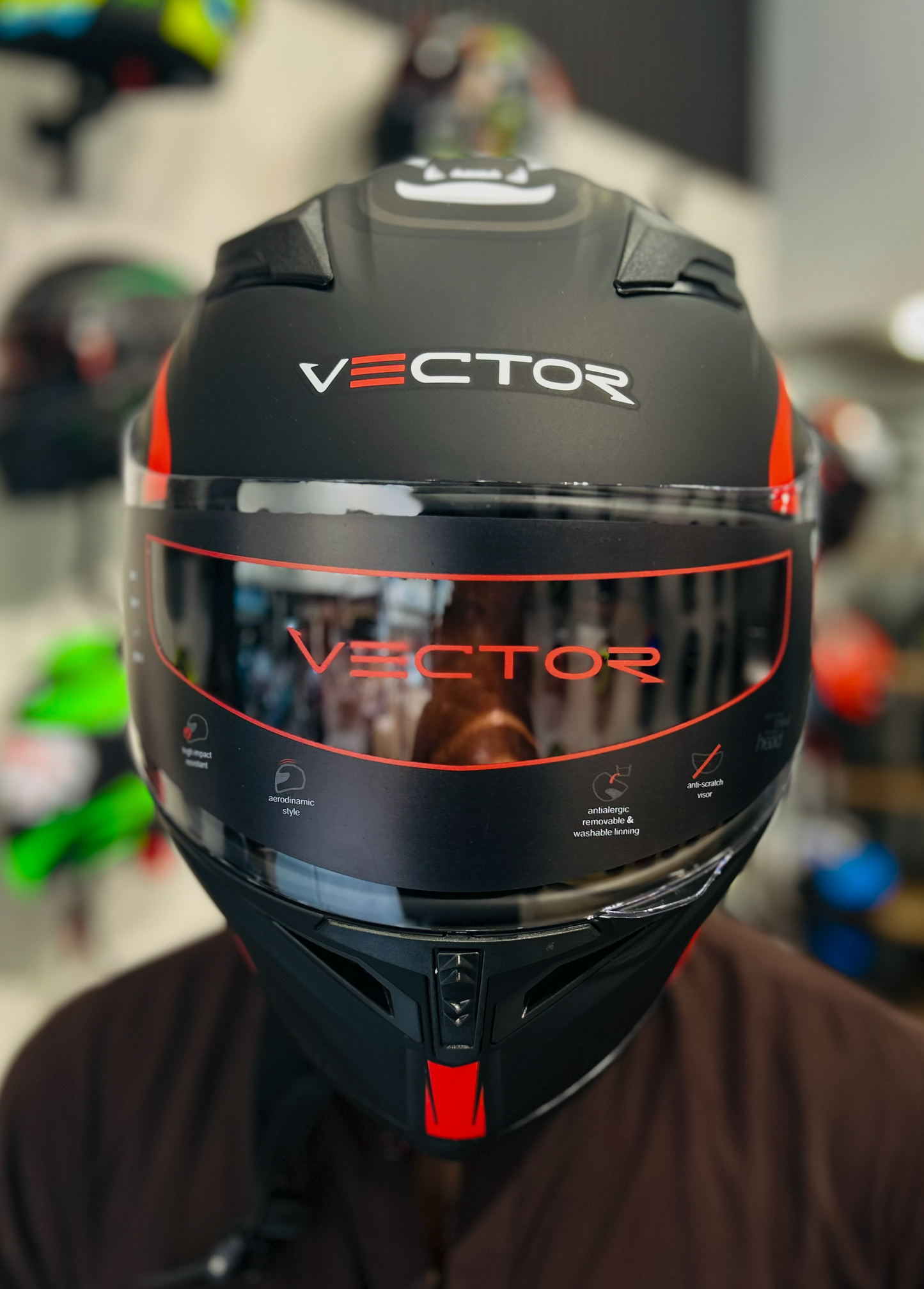 VECTOR 253 HYPER RED DOT APPROVED HELMET