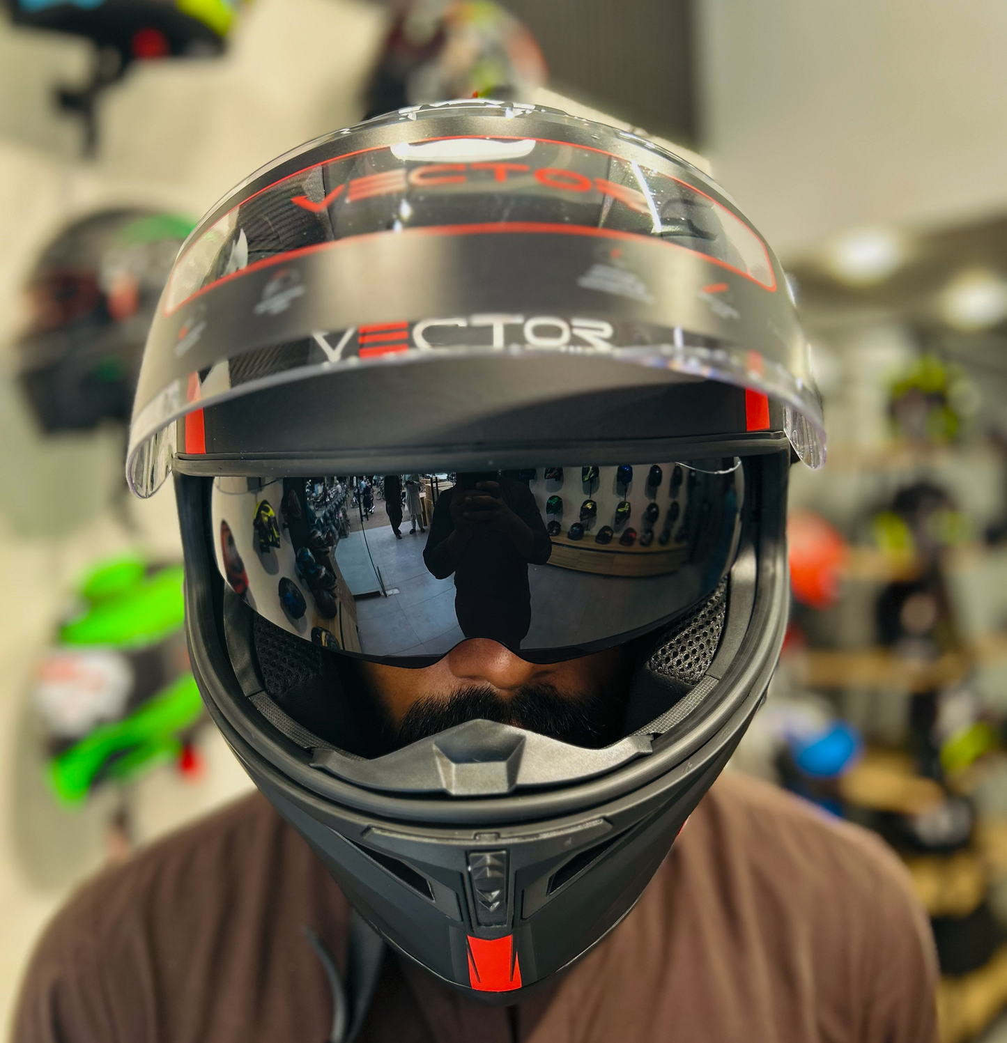 VECTOR 253 HYPER RED DOT APPROVED HELMET