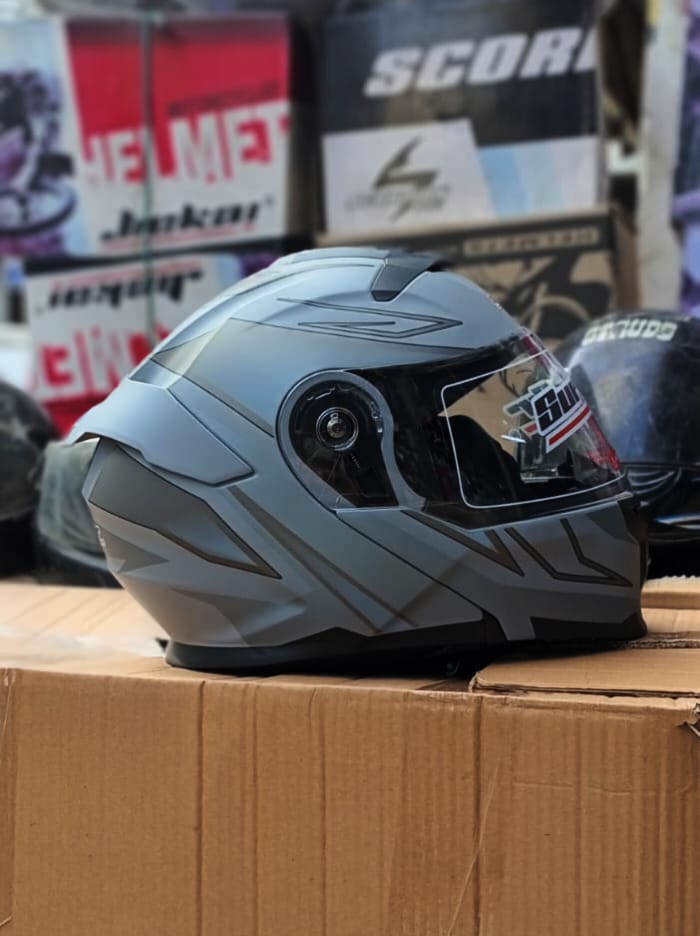 SUPER AIR 912 SILVER GRAY DOT APPROVE HELMET