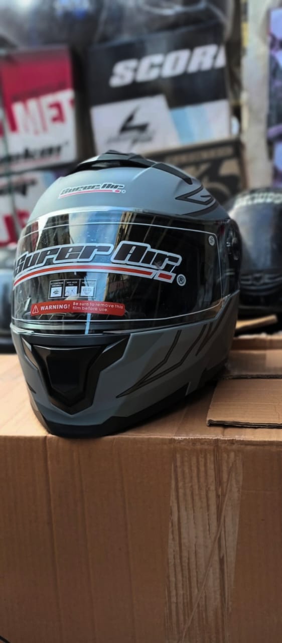 SUPER AIR 912 SILVER GRAY DOT APPROVE HELMET